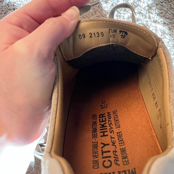 MEPHISTO HARRISON Mens Sneakers Taupe Beige Leather Velvet Size 12 - Picture 8 of 10